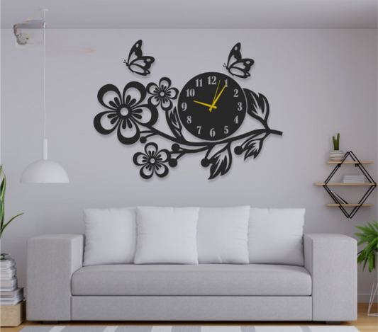 🕰️ 3D Wooden Flower Wall Clock – Elegant Wall Art for Home Decor