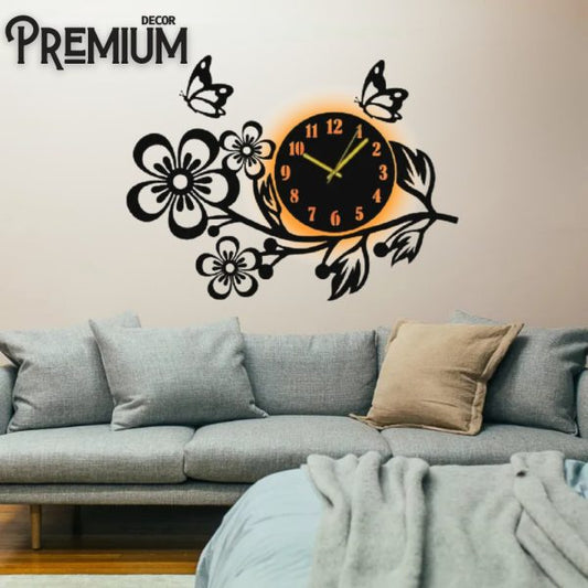🕰️ 3D Wooden Flower Wall Clock – Elegant Wall Art for Home Decor