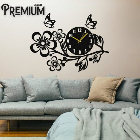 🕰️ 3D Wooden Flower Wall Clock – Elegant Wall Art for Home Decor