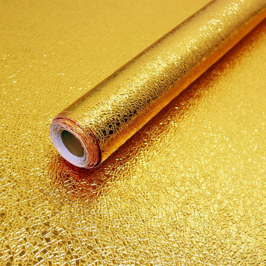 Transform Your Space with Waterproof Golden Aluminium Foil – Perfect for Kitchens, Cabinets & Home Makeovers!
