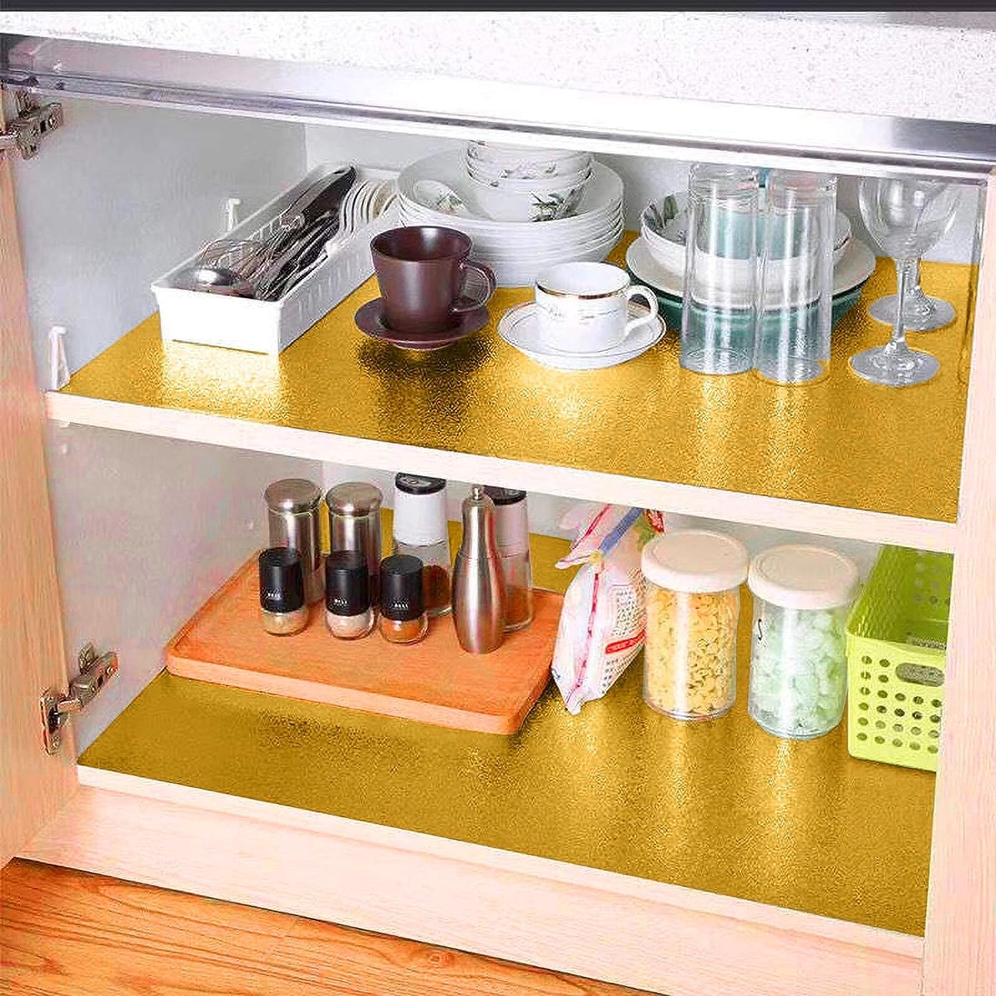Waterproof Golden Aluminum Foil – Peel & Stick Kitchen Cabinet Wrap for Easy Home Makeovers