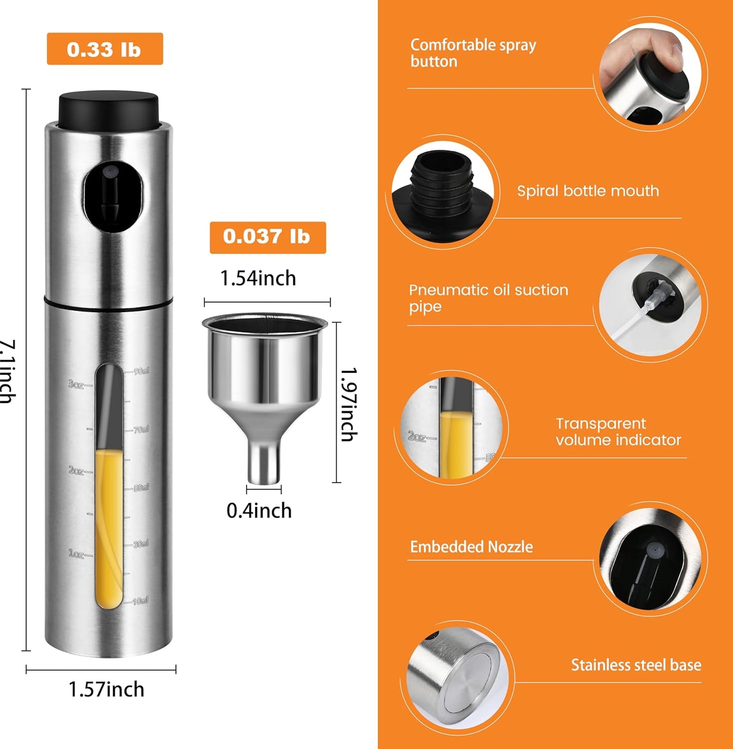 🍴 Cook Healthier & Smarter with the Stainless Steel Oil Spray Bottle – Precise Oil Control for Perfect Meals Every Time!