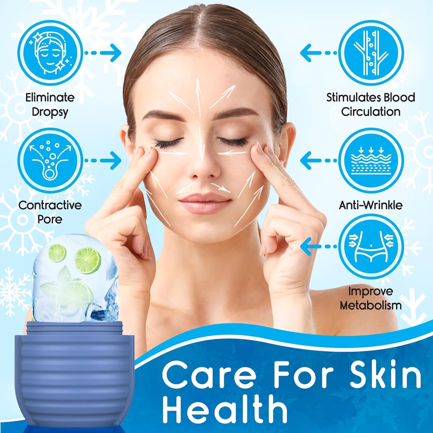 Face Ice Roller – Silicone Beauty Tool for Pore Tightening, Puffiness Relief & Glowing Skin