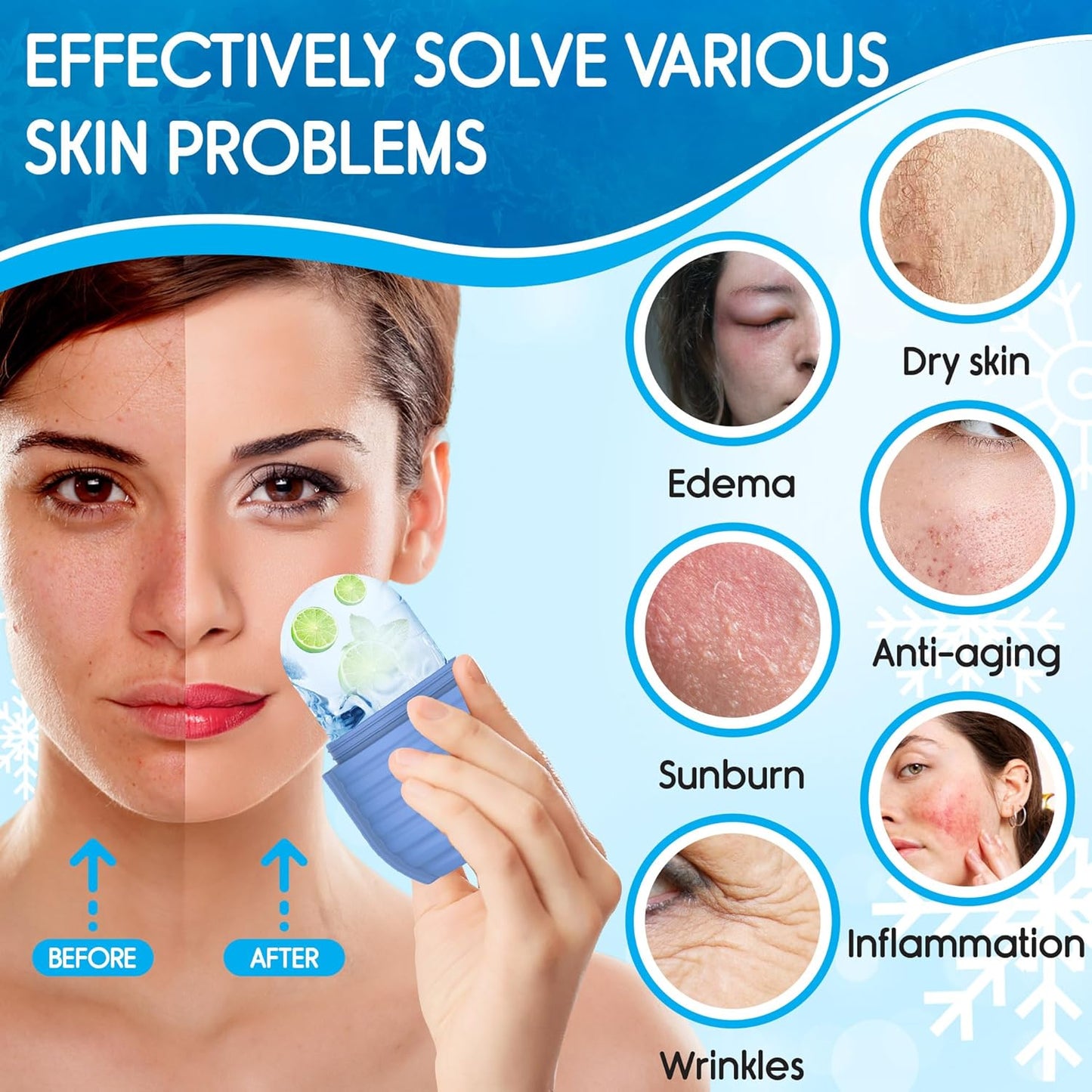 Face Ice Roller – Silicone Beauty Tool for Pore Tightening, Puffiness Relief & Glowing Skin