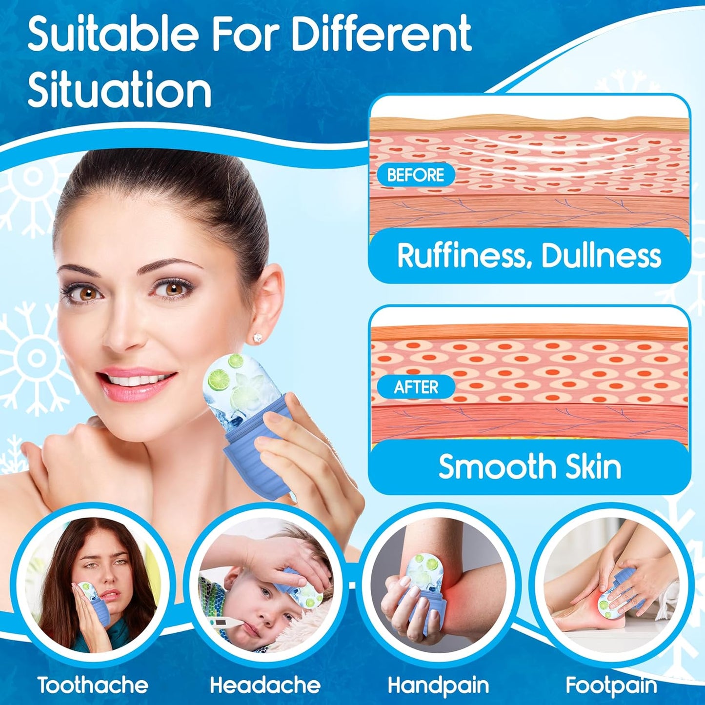 Face Ice Roller – Silicone Beauty Tool for Pore Tightening, Puffiness Relief & Glowing Skin