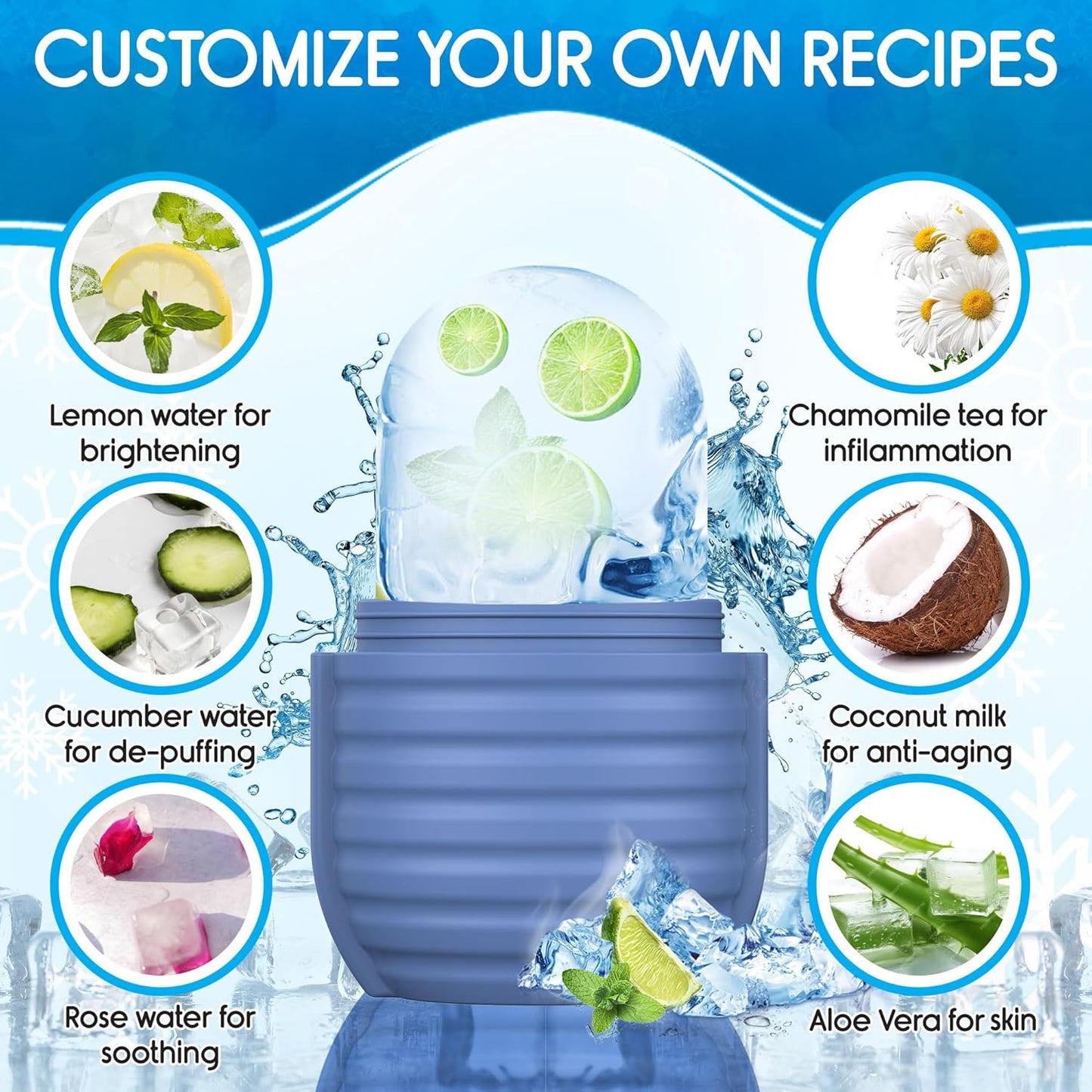 Face Ice Roller – Silicone Beauty Tool for Pore Tightening, Puffiness Relief & Glowing Skin