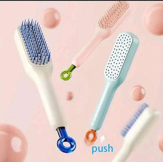 ✨ Self-Cleaning Hair Brush – Say Goodbye to Tangled & Dirty Bristles!